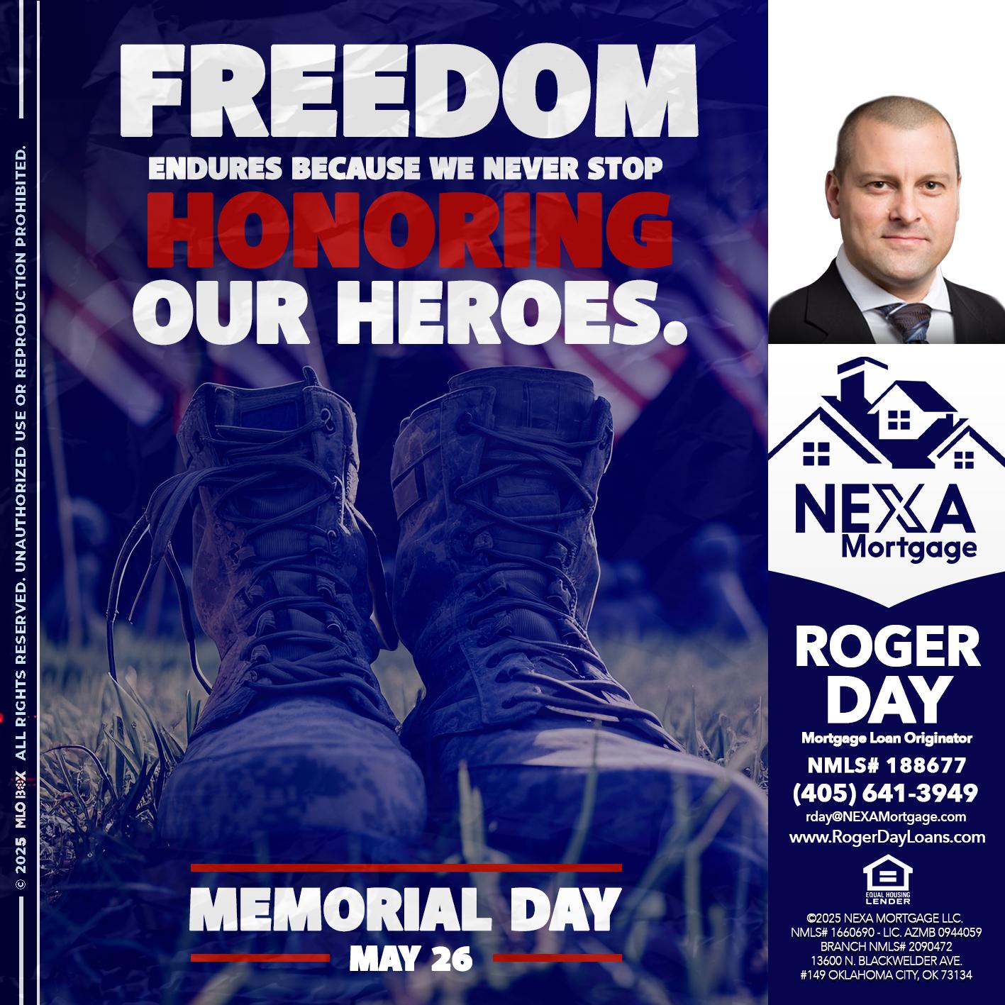 Memorial Day - Roger Day -Mortgage Loan Originator