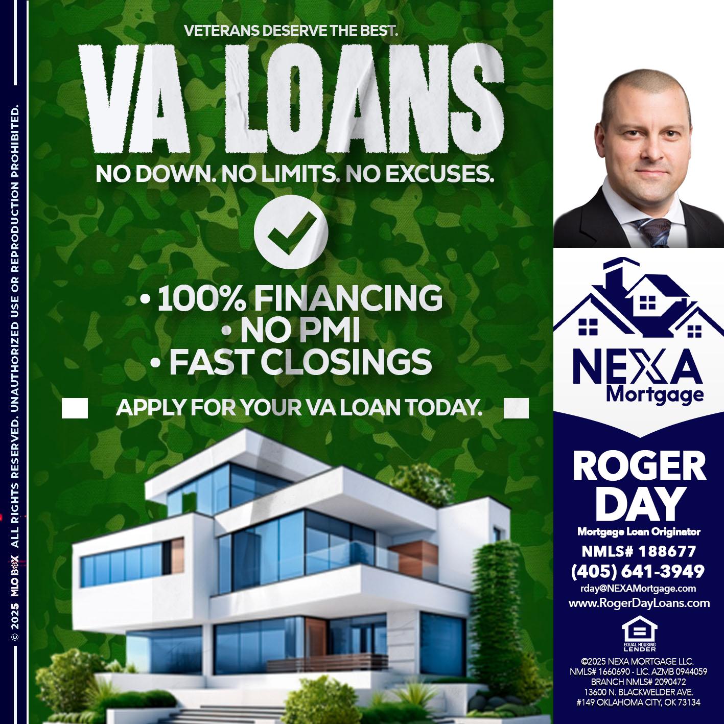 VA LOANS - Roger Day -Mortgage Loan Originator